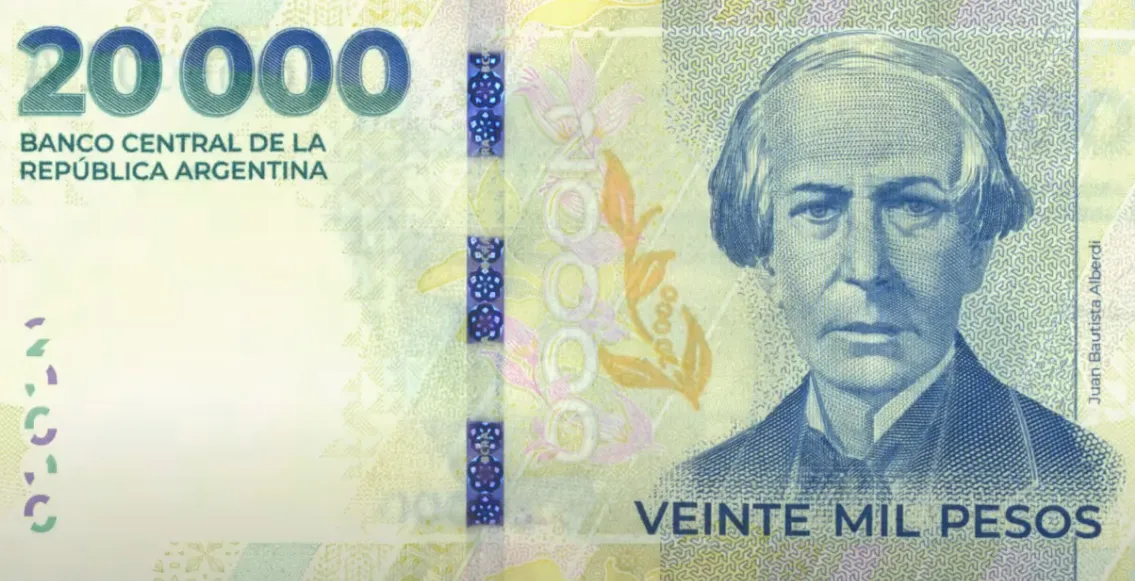 El nuevo billete presenta la imagen de Juan Bautista Alberdi, inspirador de la Constitución Argentina de 1853.